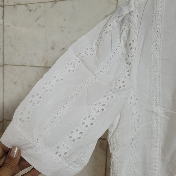 White Schiffli Embroidered Dress - Picture 11 of 12